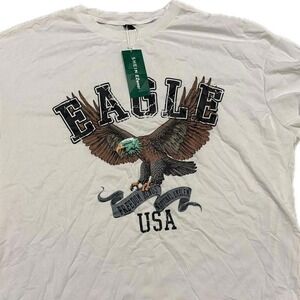 NWT Women's SHEIN white t-shirt with "Eagle USA"‎ on the front. 3XL